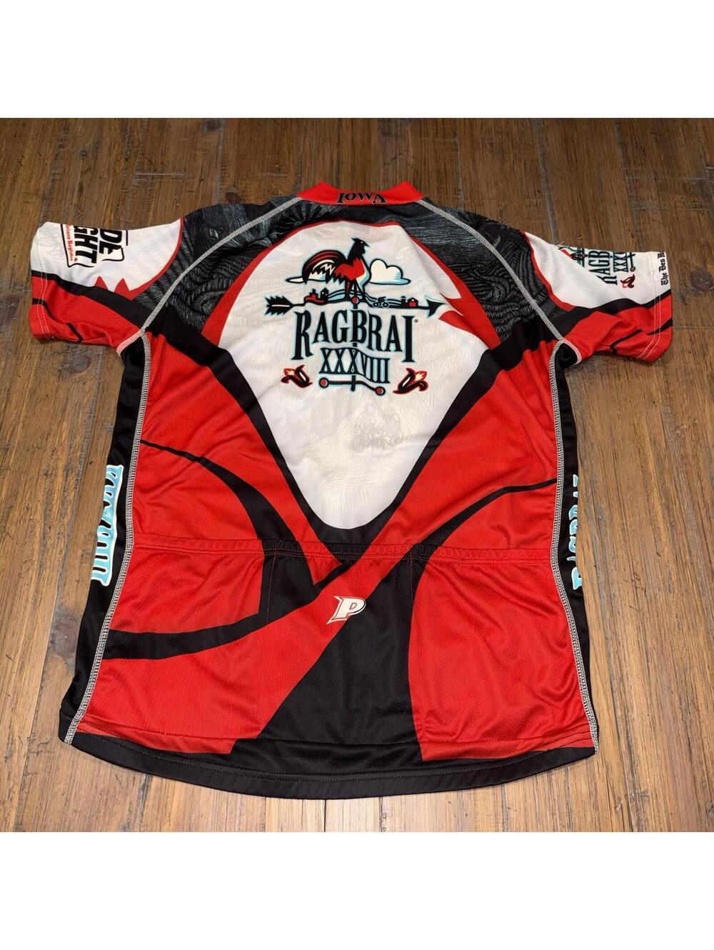 Primal Wear Ragbrai XXXVIII Cycling Jersey Mens XL Red Black Rooster Iowa - Picture 13 of 15